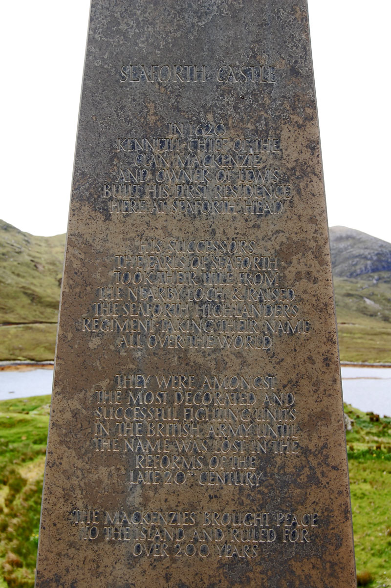 Seaforth Castle Monument inscription