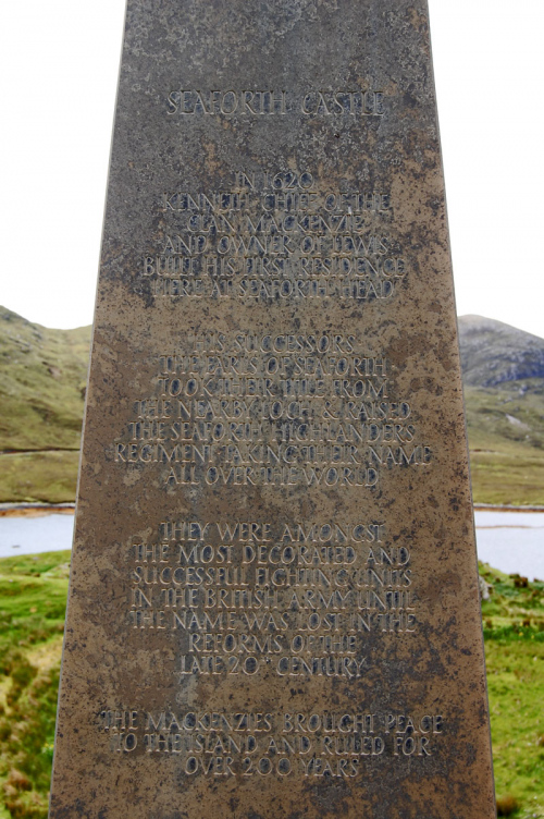 Seaforth Castle Monument inscription